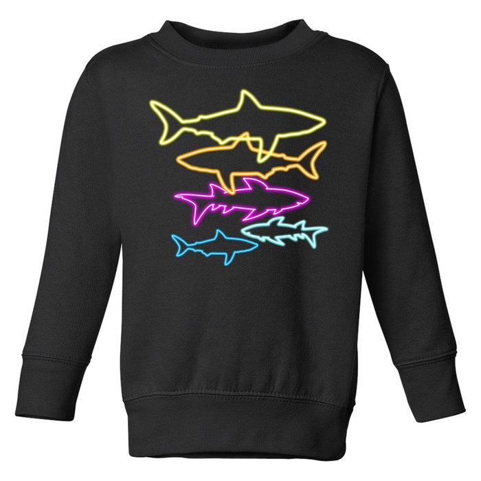 Neon Colorful Sharks  Toddler Sweatshirt