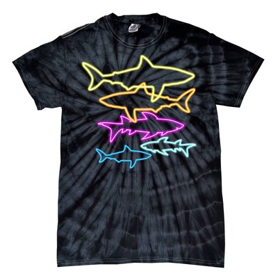 Neon Colorful Sharks  Tie-Dye T-Shirt