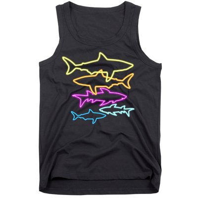 Neon Colorful Sharks  Tank Top