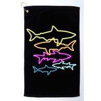 Neon Colorful Sharks  Golf Towel