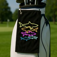 Neon Colorful Sharks  Golf Towel