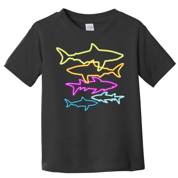 Neon Colorful Sharks  Toddler T-Shirt