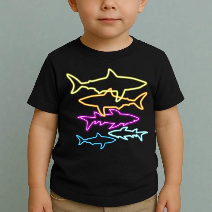 Neon Colorful Sharks  Toddler T-Shirt