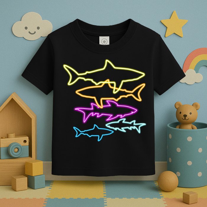 Neon Colorful Sharks  Toddler T-Shirt