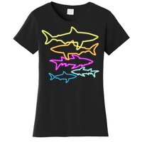 Neon Colorful Sharks  Women's T-Shirt