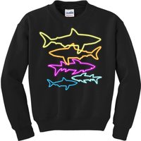 Neon Colorful Sharks  Kids Sweatshirt