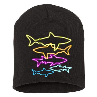 Neon Colorful Sharks  Short Acrylic Beanie