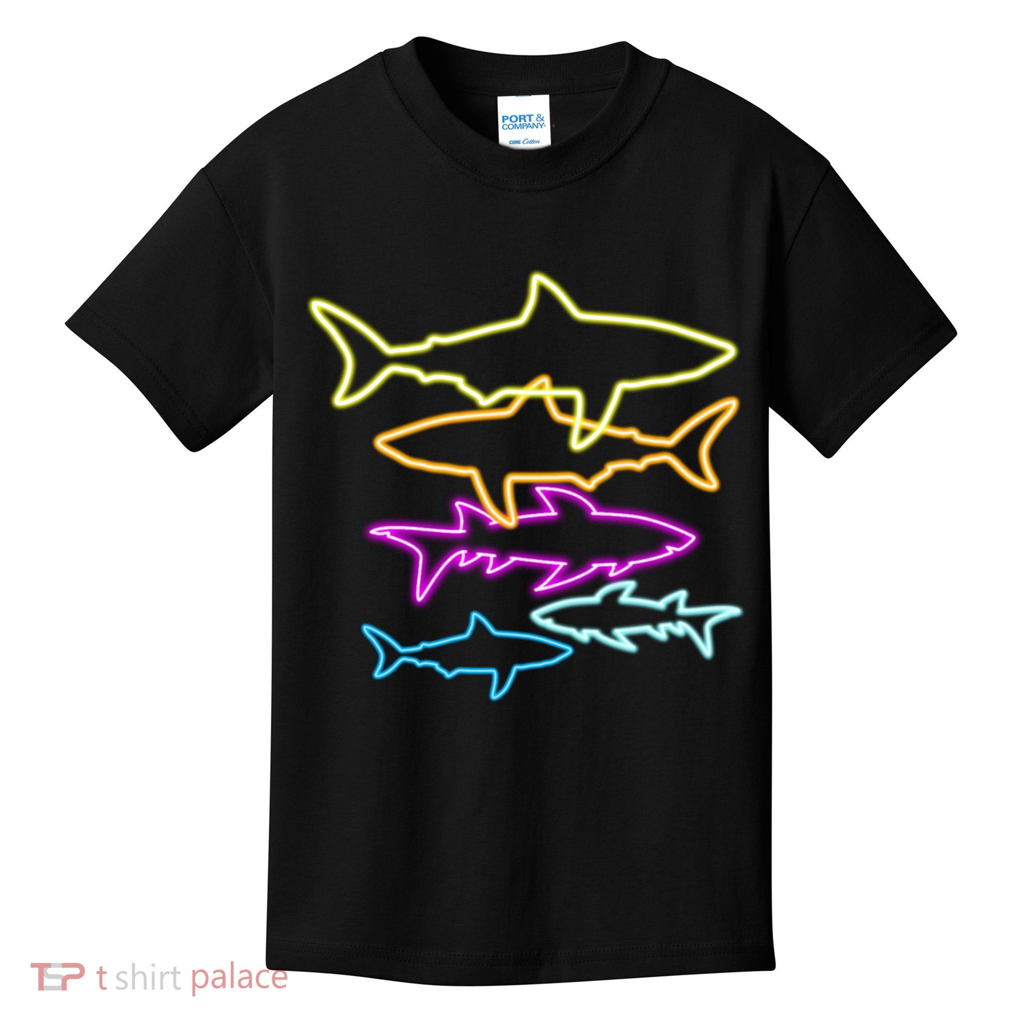 Neon Colorful Sharks  Kids T-Shirt