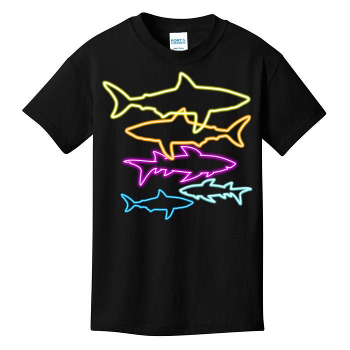 Neon Colorful Sharks  Kids T-Shirt