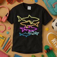 Neon Colorful Sharks  Kids T-Shirt