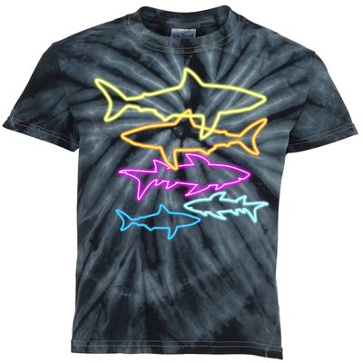 Neon Colorful Sharks  Kids Tie-Dye T-Shirt