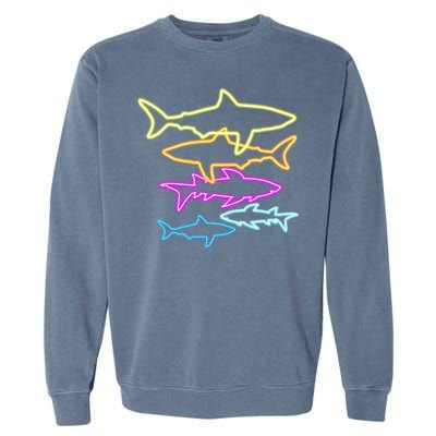 Neon Colorful Sharks  Garment-Dyed Sweatshirt