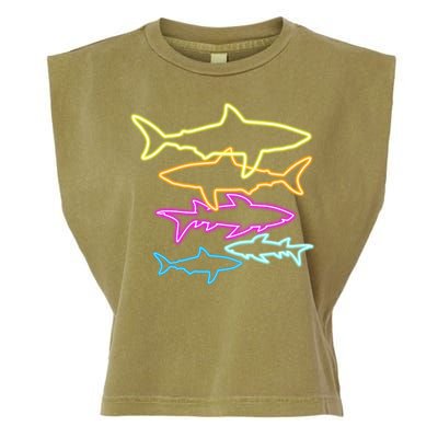 Neon Colorful Sharks  Garment-Dyed Women's Muscle Tee