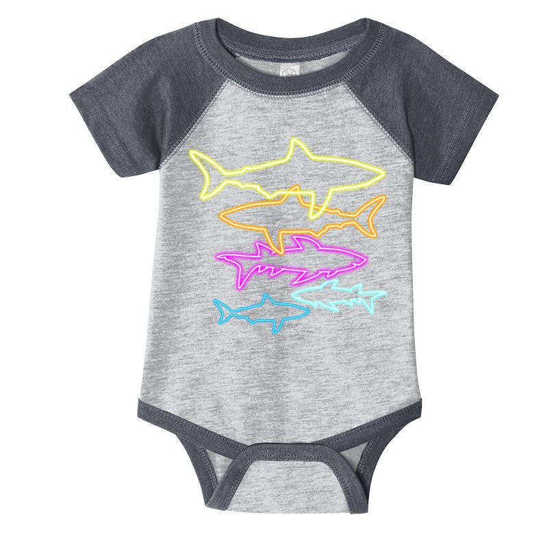 Neon Colorful Sharks  Infant Baby Jersey Bodysuit