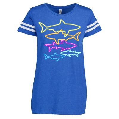 Neon Colorful Sharks  Enza Ladies Jersey Football T-Shirt