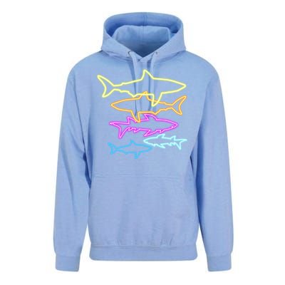 Neon Colorful Sharks  Unisex Surf Hoodie