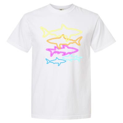 Neon Colorful Sharks  Garment-Dyed Heavyweight T-Shirt