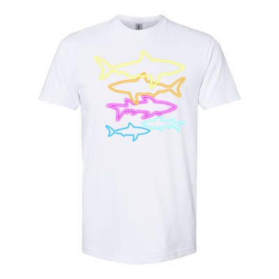 Neon Colorful Sharks  Softstyle CVC T-Shirt