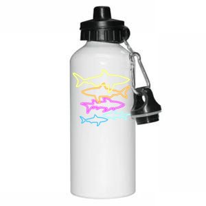 Neon Colorful Sharks  Aluminum Water Bottle