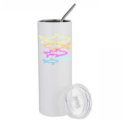 Neon Colorful Sharks  Stainless Steel Tumbler