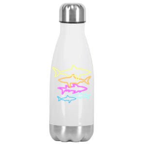 Neon Colorful Sharks  Stainless Steel Insulated Water Bottle