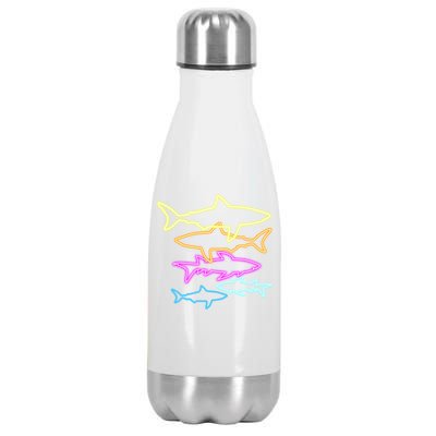 Neon Colorful Sharks  Stainless Steel Insulated Water Bottle