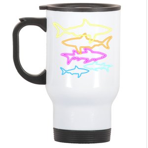 Neon Colorful Sharks  Stainless Steel Travel Mug