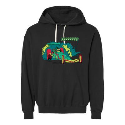 Neon Drag Racing Car Garment-Dyed Fleece Hoodie