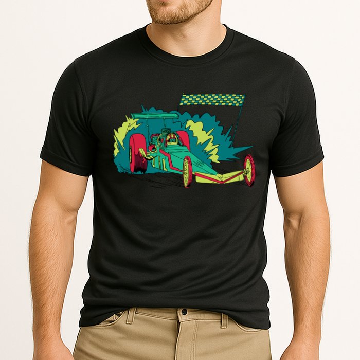 Neon Drag Racing Car Cooling Performance Crew T-Shirt