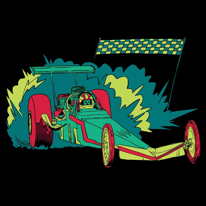 Neon Drag Racing Car Cooling Performance Crew T-Shirt
