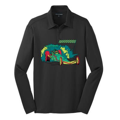 Neon Drag Racing Car Silk Touch Performance Long Sleeve Polo