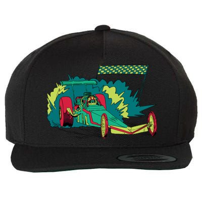 Neon Drag Racing Car Wool Snapback Cap