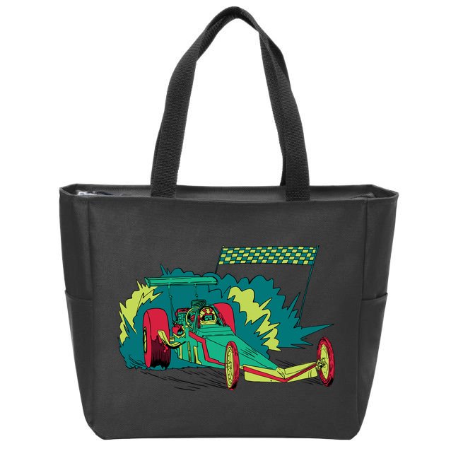 Neon Drag Racing Car Zip Tote Bag