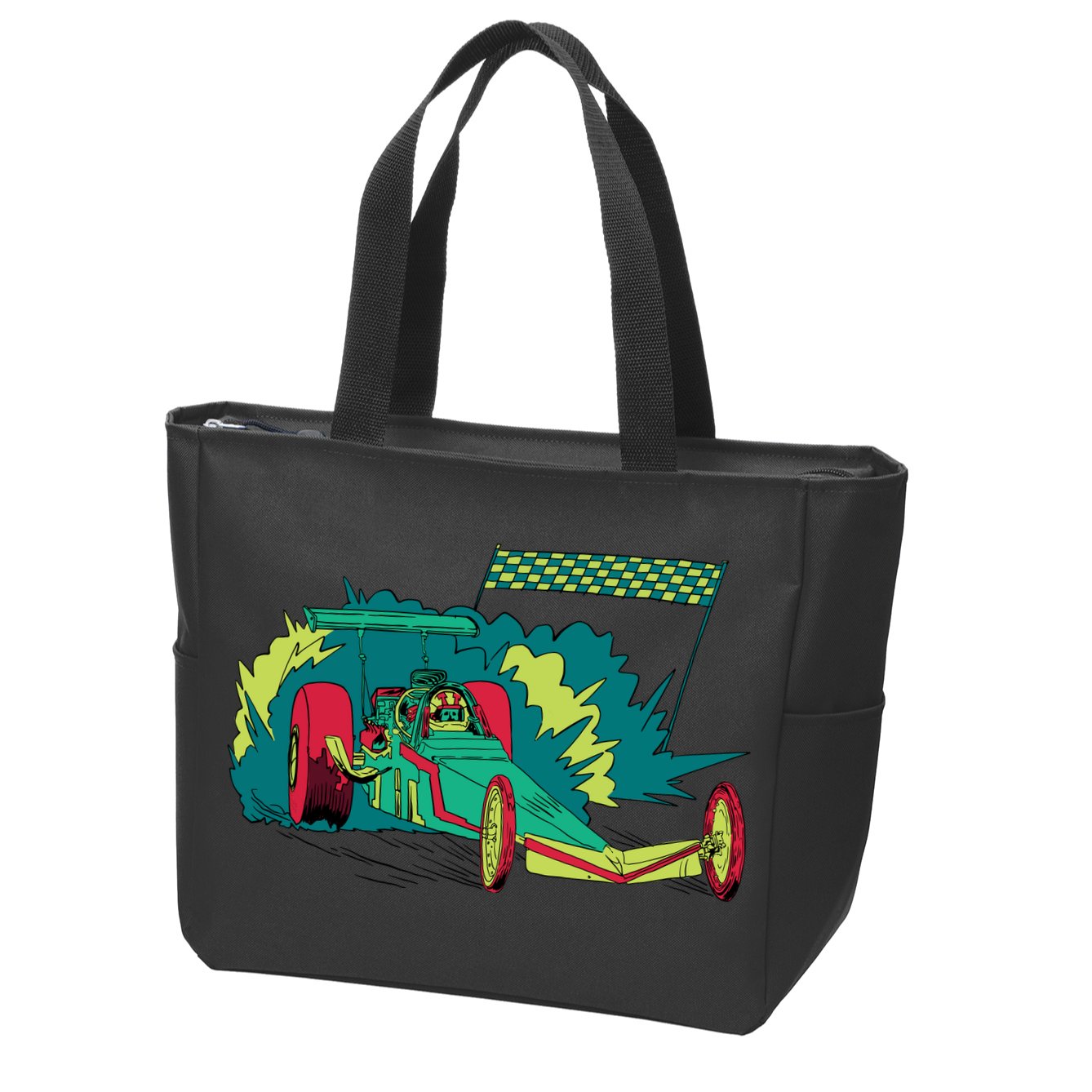 Neon Drag Racing Car Zip Tote Bag