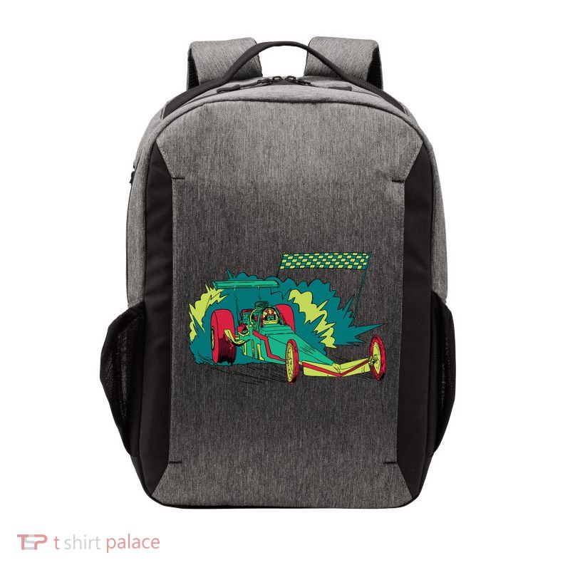 Neon Drag Racing Car Vector Backpack
