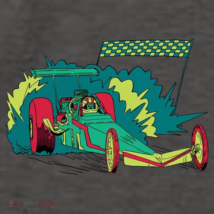 Neon Drag Racing Car Vector Backpack