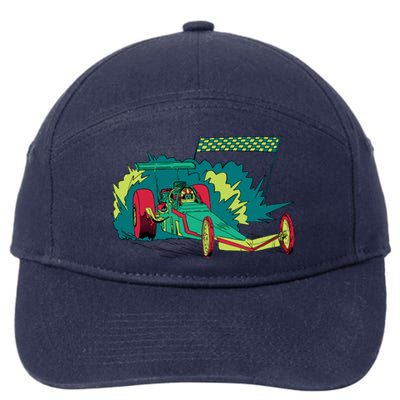 Neon Drag Racing Car 7-Panel Snapback Hat