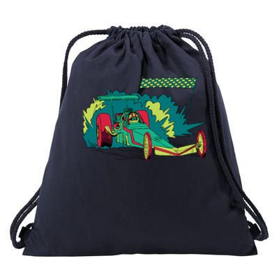 Neon Drag Racing Car Drawstring Bag