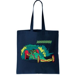 Neon Drag Racing Car Tote Bag