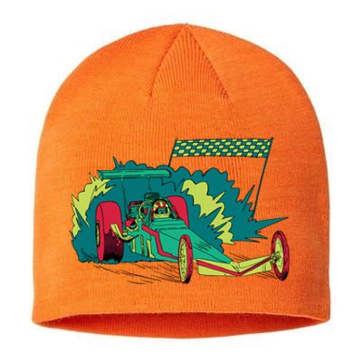 Neon Drag Racing Car Sustainable Beanie