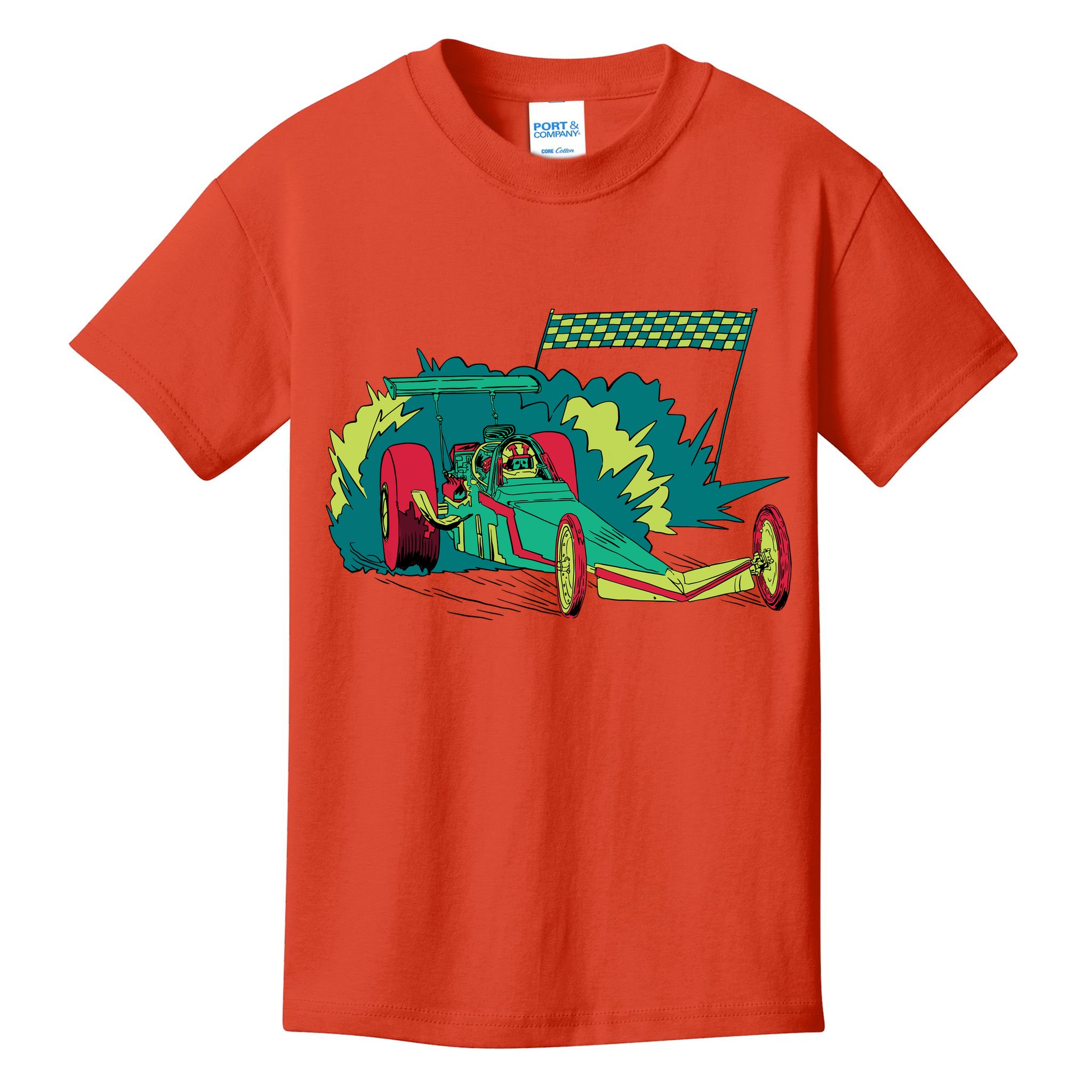 Neon Drag Racing Car Kids T-Shirt
