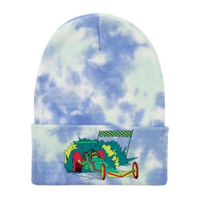 Neon Drag Racing Car Tie Dye 12in Knit Beanie