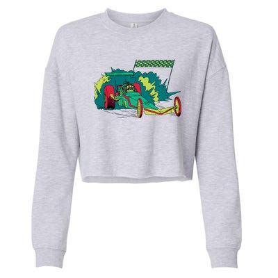 Neon Drag Racing Car Cropped Pullover Crew