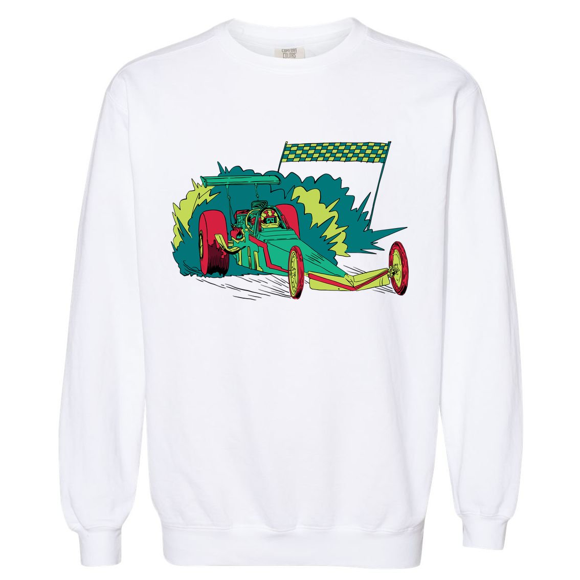 Neon Drag Racing Car Garment-Dyed Sweatshirt