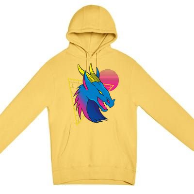 Neon Dragon Face Premium Pullover Hoodie