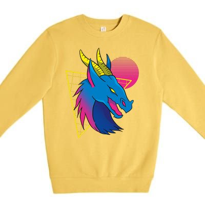 Neon Dragon Face Premium Crewneck Sweatshirt