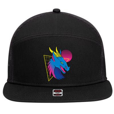 Neon Dragon Face 7 Panel Mesh Trucker Snapback Hat