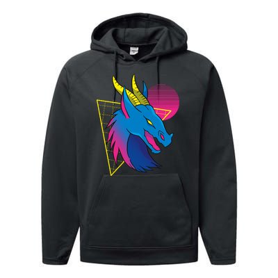 Neon Dragon Face Performance Fleece Hoodie