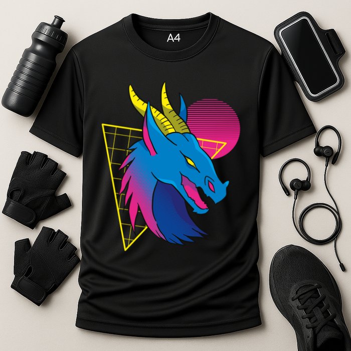 Neon Dragon Face Cooling Performance Crew T-Shirt