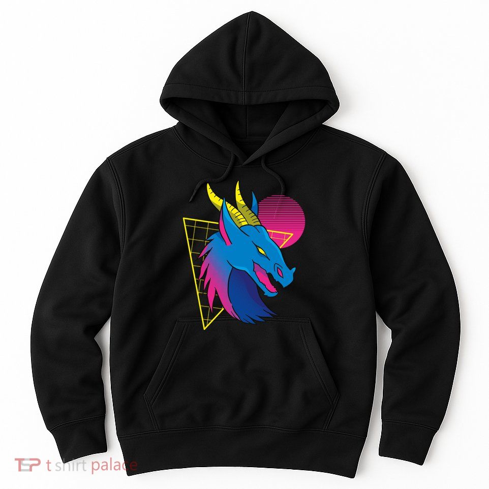 Neon Dragon Face Hoodie